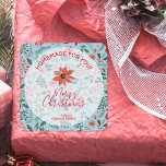 Floral Christmas Homemade Food Holiday Baking Square Sticker<br><div class="desc">Create stickers to label your Christmas holiday homemade goods,  cookies,  candy,  treats,  party favours and more featuring modern,  elegant winter flowers - poinsettias,  berries and leaves - and your message in chic lettering.</div>