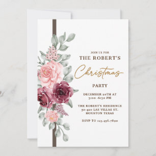 Floral Christmas Party Invitation Card