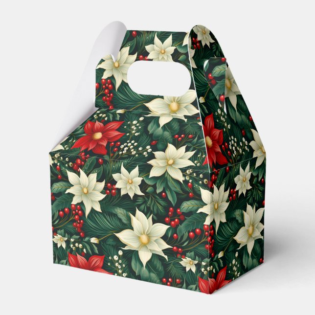 Floral Christmas Pattern Favour Box (Front Side)