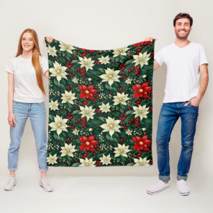 Floral Christmas Pattern Fleece Blanket