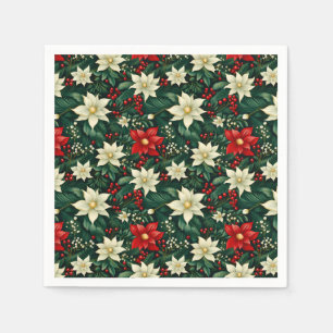 Floral Christmas Pattern Napkin