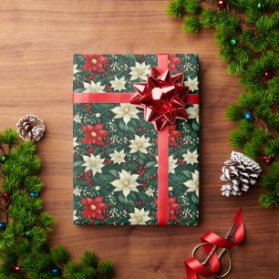 Floral Christmas Pattern Wrapping Paper