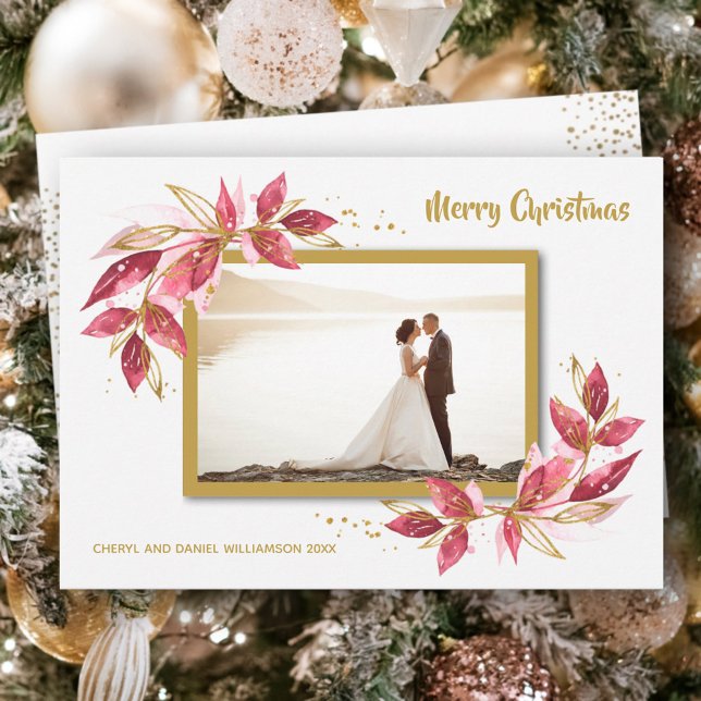 Floral Christmas Photo Holiday Card (Creator Uploaded)