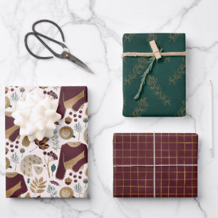 Floral Christmas Sweater Party Wrapping Paper Sheet