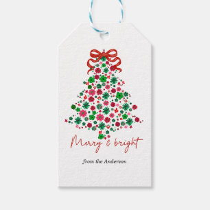 Floral Christmas Tree Coquette Gift Tags