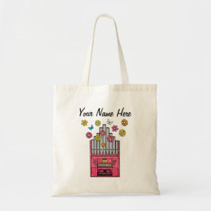 Floral Church Organ Organist Musician Custom Tote Bag