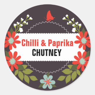 Floral Chutney Labels - 3 inch or 1.5 inch