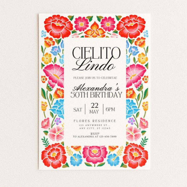 Floral Cielito Lindo Digital Birthday Party Mexica Invitation (Creator Uploaded)