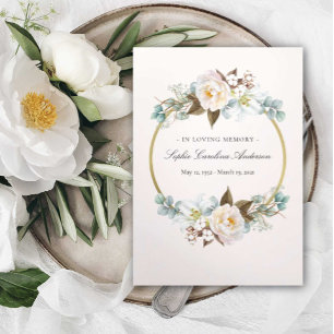 Floral Circle Celebration of Life Program Tri-Fold Invitation