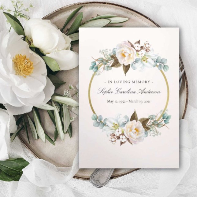 Floral Circle Celebration of Life Program Tri-Fold Invitation (Creator Uploaded)