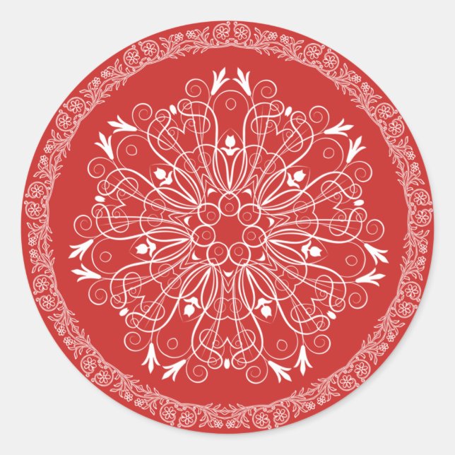 Floral Circle Christmas Sticker Seal (Front)