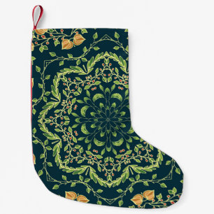 Floral circle pattern with flowers,branches,leaves small christmas stocking