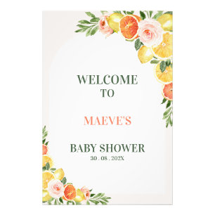 Floral Cirus Main Squeeze Baby Shower Welcome Sign
