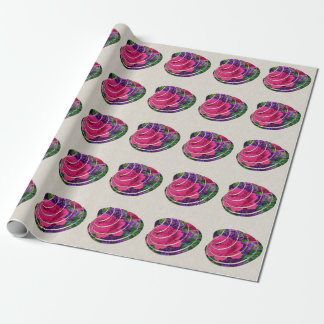 Floral Clamshell Motif Linen Wrapping Paper