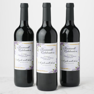 Floral Classic Elegant Women's Farewell Party  Wine Label