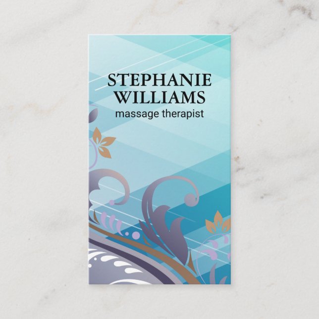 Floral Classic Graphics | Blue Abstract Business Card (Front)