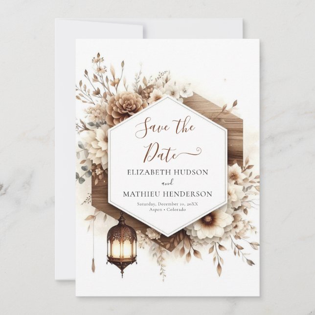 Floral Classic Rustic Wedding Save The Date (Front)