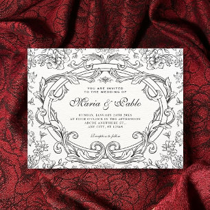 Floral classic vintage wedding invitation