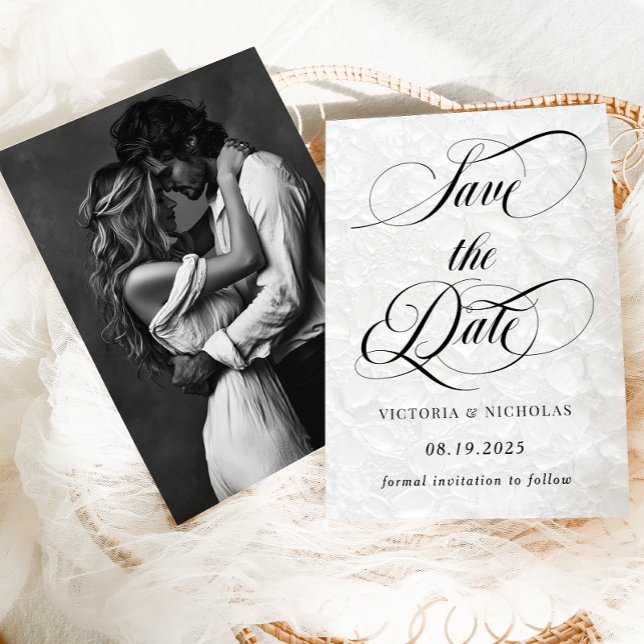 Floral Classic Wedding Photo Save The Date (Creator Uploaded)