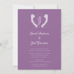 Floral Classy Monogram Lavender Wedding Invitation
