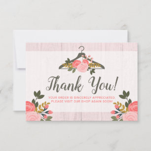 Floral Clothes Hanger Closet Boutique Thank You Card