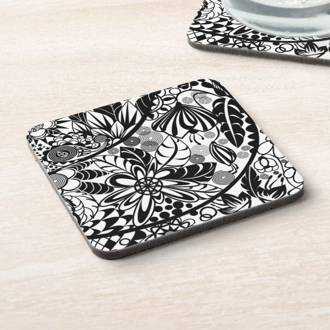 Floral Coaster Flowers and Leaves (Left Side)