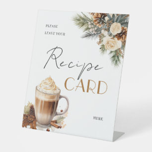 Floral Coffee Bridal Shower Recipe Request Table Pedestal Sign