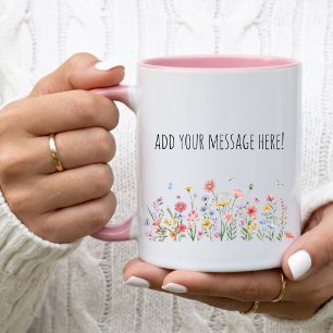 Floral Coffee Cup, Custom Text Message Mug for Mum