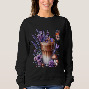 Floral Coffee Cup Iced Latte Summer Flowers Lavend Sweatshirt