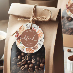 Floral Coffee Theme "The Perfect Blend" Wedding Favour Tags