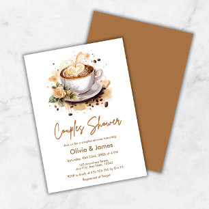 Floral Coffee Wedding Couples Bridal Shower  Invitation