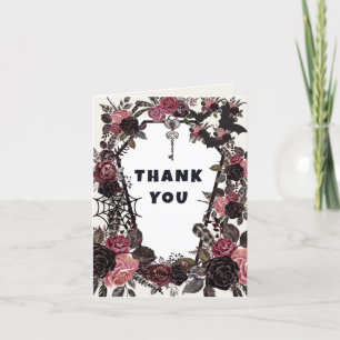 Floral Coffin Halloween Baby Shower Thank You  Card