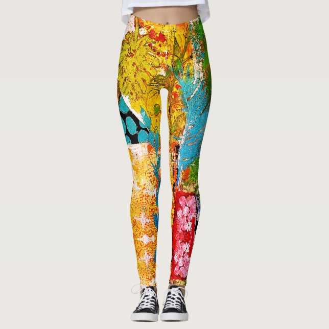 Floral Collage 1974 Leggings (Front)