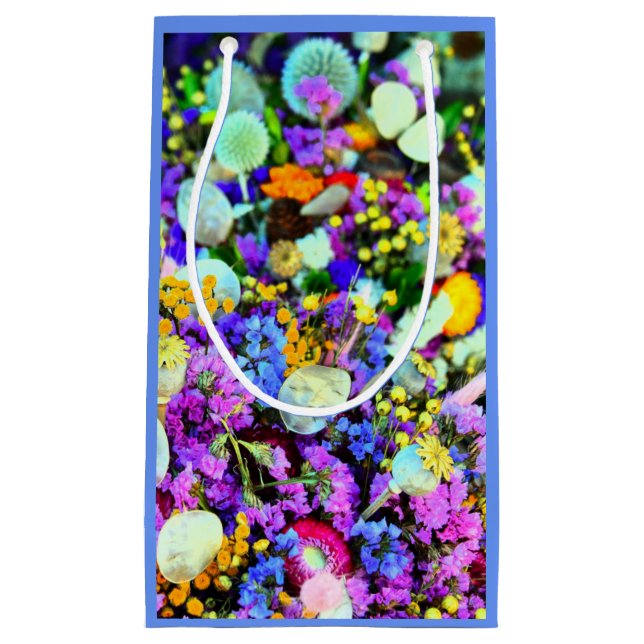 Floral collage colourful  small gift bag (Front)