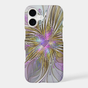 Floral Colorful Abstract Fractal With Pink & Gold