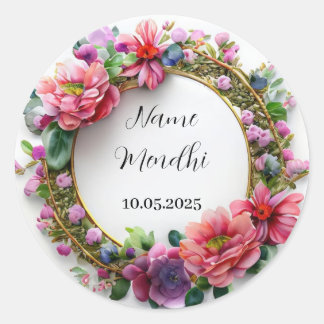Floral colorful mendhi favor stickers 