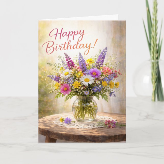 Floral Colorful Wildflowers Birthday Card (Front)