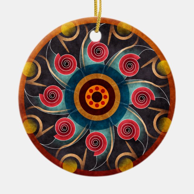 Floral Colour Abstract Vector Art Round Ornament (Front)