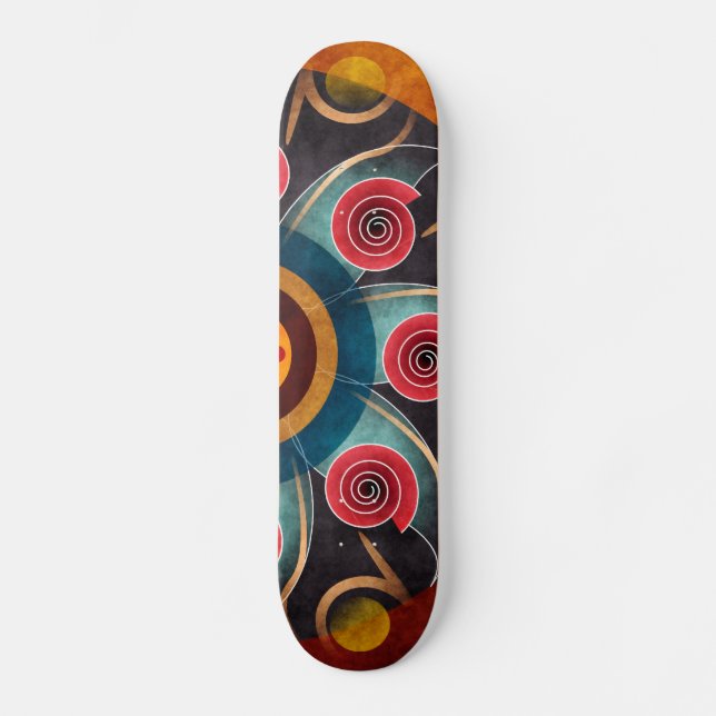 Floral Colour Abstract Vector Art Skateboard (Front)