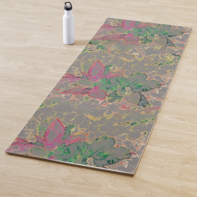 Floral Colour Block Design Yoga Mat (In Situ)