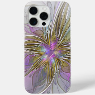 Floral Colourful Abstract Fractal With Pink & Gold iPhone 15 Pro Max Case