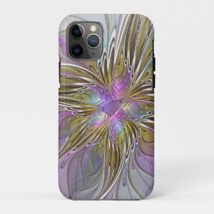 Floral Colourful Abstract Fractal With Pink & Gold Case-Mate iPhone Case