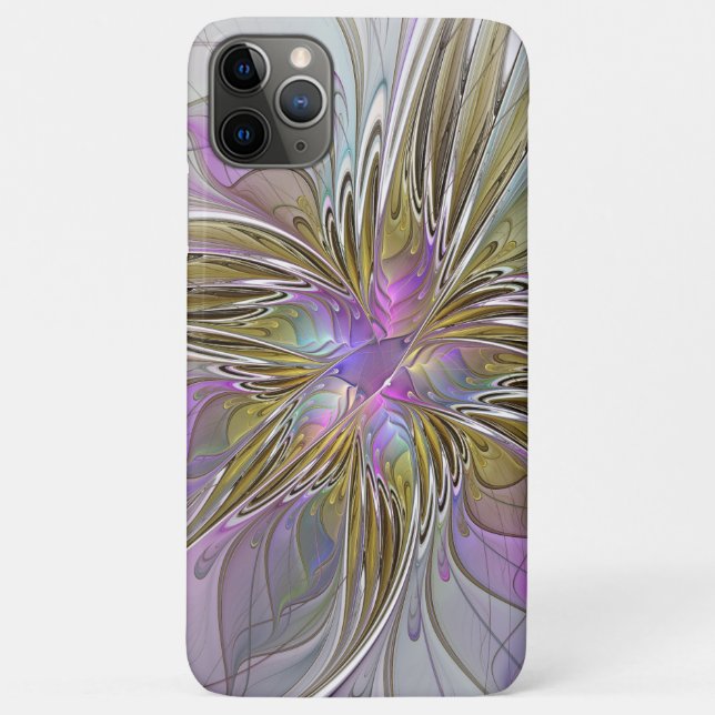 Floral Colourful Abstract Fractal With Pink & Gold Case-Mate iPhone Case (Back)