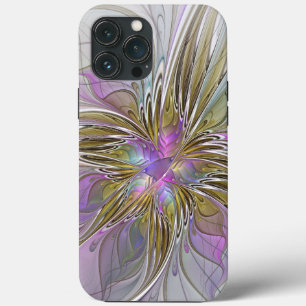 Floral Colourful Abstract Fractal With Pink & Gold iPhone 13 Pro Max Case