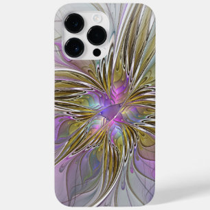 Floral Colourful Abstract Fractal With Pink & Gold Case-Mate iPhone 14 Pro Max Case