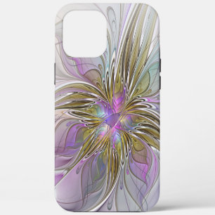 Floral Colourful Abstract Fractal With Pink & Gold iPhone 12 Pro Max Case