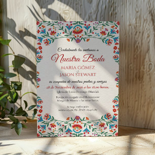 Floral Colourful Botanical Romantic Spanish Weddin Invitation