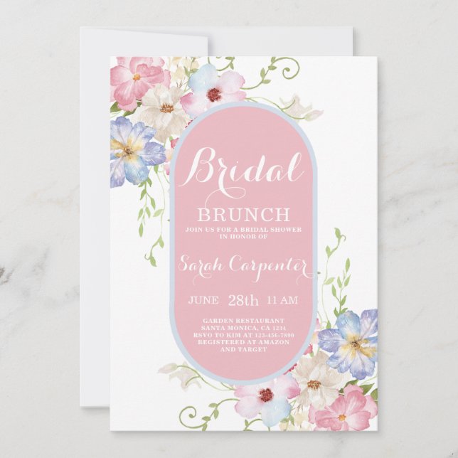 Floral colourful Bridal Shower Invitation (Front)