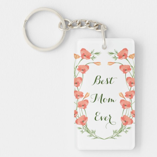 Floral Colourful Cute Custom Mother's Day  Key Ring (Front)
