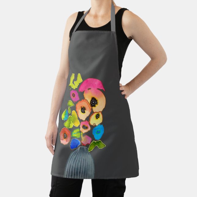 Floral colourful flowers colourful funky apron (Insitu)